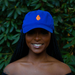 Summer Blues Hat: Royal Blue with Orange Sweetness Embroidery - Econcious Organic Cotton